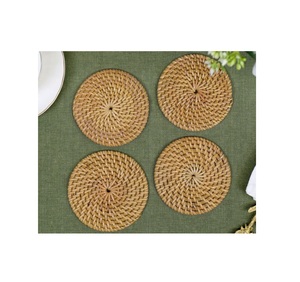 Handmade Woven Rattan Tea Coaster <b>Sets</b> Designer Wicker Coaster for Drinking <b>Mug</b> Glass Tea Cup Coaster Mats and Pads Placemats - Product Image 1