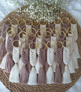 <b>Personalized</b> Boho Wedding Favors for Guests in Bulk Handmade Macrame <b>Keychain</b> - Product Image 2