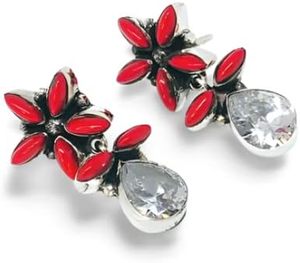 Pendientes de Mujer con Piedra Preciosa de Coral Natural, Piedra de Nacimiento Genuina, Joyería Hecha a Mano para Compromiso, Navidad, Pendientes de Plata de Ley 925 - Product Image 3