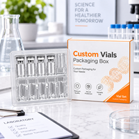 Boîte d'emballage personnalisée pour flacons de médicaments écologiques de 3 ml/10 ml, lot de 10, avec plateau en blister transparent en PET et pelliculage brillant, boîte en papier personnalisée pour flacons en verre
