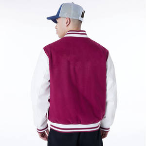 Venta al por mayor cierre de botón de gran tamaño dentro del bolsillo impactante Rosa Varsity chaqueta para hombres Letterman College Baseball Bomber Jacket - Product Image 2