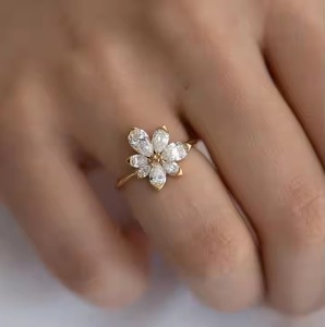 2024 18K rose/argent/or blanc 2 carats Moissanite bague en diamant élégant bijoux en forme de fleur pour mariage ou cadeau de la Saint-Valentin - Product Image 6