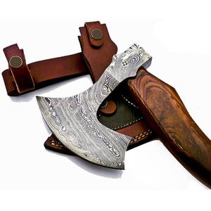 Hache décorative d'extérieur, tête en acier à motif artisanal, manche en bois poli, pour cadeau, exposition et collection - Product Image 4