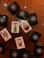 Juego de Fichas de Mahjong Americanas de Acrílico Personalizadas con Diseño de Halloween, Gótico, Vampiro, Boca de Serpiente, Calavera, Telaraña