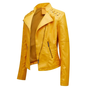 Veste de moto en peau de mouton pour femme, motif uni, vente en gros, streetwear, mode, confortable, respirante, imperméable, écologique - Product Image 4