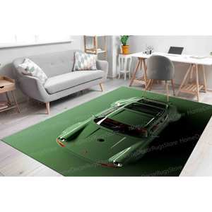 Printed <b>Rug</b> - Modern 3D Effect Green <b>Car</b> <b>Rug</b> for Living Room,Goblen <b>Rug</b> - Product Image 4
