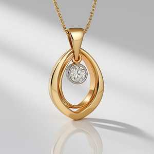 Colgante unisex de oro amarillo sólido de 14K bellamente diseñado con regalo de boda chapado en rodio de diamante - Product Image 3