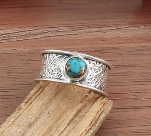 Wholesale IGI Certified <b>925</b> Sterling <b>Silver</b> Aquamarine Vintage Wedding <b>Ring</b> Unique Wide Band Textured Design Bulk Orders Party - Product Image 1