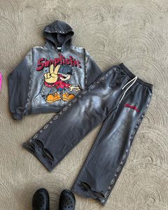 Ropa con logotipo personalizado del fabricante, chándal de peso pesado de alta calidad para hombre, Sudadera con capucha con diamantes de imitación, estampado de maternidad - Product Image 5