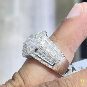 Custom Iced Out Hip Hop Lab Grown 3,53 Carat VVS D Color 14K Chapado en oro 925 Anillo de plata esterlina - Product Image 3