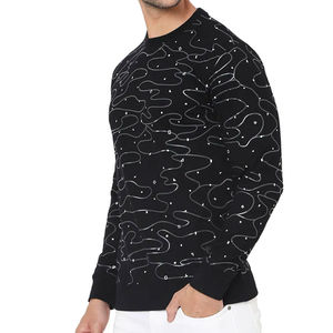 Haute qualité hommes 100% coton français éponge sweat 470G OEM Logo brodé surdimensionné col rond décontracté Streetwear pour l'automne - Product Image 1