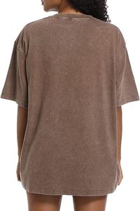 Camiseta recortada con hombros caídos para mujer, superventas, 100% de algodón, cuello redondo personalizado, estampado de desvanecimiento solar, transpirable, sólido, 220 gramos - Product Image 2