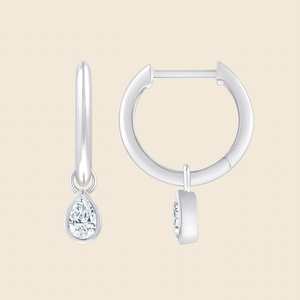 Pendientes de diamantes cultivados en laboratorio con corte de pera de 0.24 quilates, F+-VS, en oro macizo de 14K, para uso diario, regalo de aniversario. - Product Image 3