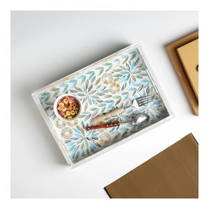Bandeja de Servir Decorativa Geométrica Elegante de Lujo con Incrustaciones de Nácar de Vietnam, Pulida a Mano, Duradera y Ecológica, Precio de Fábrica - Product Image 1
