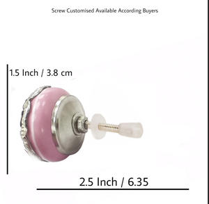 Tiradores de cerámica rosa de filigrana plateada marroquí, tiradores de cajón de armario, armario de dormitorio, tocador de cocina, comedor CK Industrial - Product Image 3