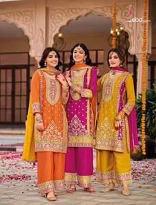 Trajes lujosos de diseñador Heavy Chinon Salwar con trabajo de bordado para boda disponibles para exportación venta desde India - Product Image 2