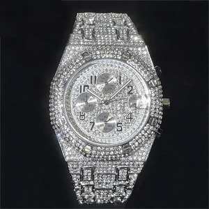 Reloj de pulsera de lujo con diamantes de moissanita de 45mm para hombre, movimiento de cuarzo, clásico, antiguo, deportivo, estilo Hip Hop, pantalla analógica, esfera de cristal - Product Image 1