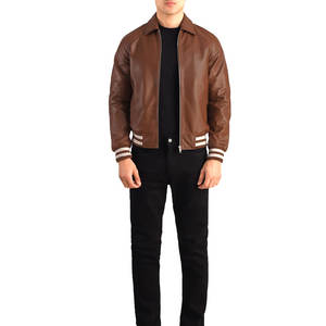 Chaqueta universitaria de lona de alta calidad OEM para hombre, top de lana a la moda, soporte de manga larga, diseño de retazos personalizado, precio razonable - Product Image 1