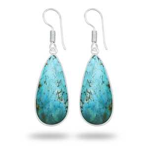 Pendientes de Gancho de Plata con Incrustaciones de Crisocola, Diseño Multiforma, para Mujer, Ideales para Fiestas y Regalo para Mamá - Product Image 2