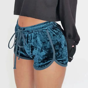 กางเกงขาสั้นกำมะหยี่ผู้หญิง ดีไซน์ใหม่ปี 2025 ผลิตตามสั่ง ขายส่ง กางเกงขาสั้นกำมะหยี่ผู้หญิง ทรงเข้ารูป คุณภาพดี เงางาม - Product Image 1