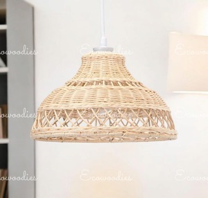 Handmade Woven Natural Bamboo Pendant Light Unique <b>Hanging</b> Chandeliers for Bedroom Home Restaurants Hotels - Product Image 4