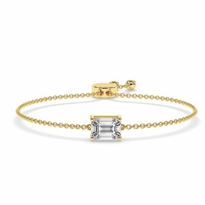Faceted Emerald Cut Lab Grown Diamond Fashion Bracelet 0.75 Ct Tw F-G Color VS Clarity 14K <b>Solid</b> <b>Gold</b> Art Deco Sharp Sparkle - Product Image 2