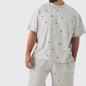 เสื้อยืดผ้าฝ้ายโอเวอร์ไซส์สำหรับผู้ชาย, เสื้อยืดแขนสั้น100% 260แกรมไซส์ใหญ่พิเศษ - Product Image 3