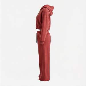 Conjunto de Sudadera y Pantalón con Lavado Ácido de Diseño Nuevo, Color Personalizado OEM, Traje Deportivo para Mujer, Lavado Vintage, Hombros Caídos, Conjunto Deportivo Holgado - Product Image 3