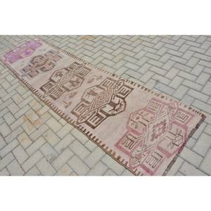 Alfombra tradicional de lana rosa marrón 2.6x9.7ft Vintage turco Patchwork patrón sala de estar alfombra látex nuevo para decoraciones del hogar - Product Image 4