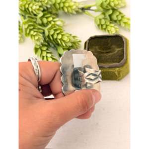 John Skeets Handmade <b>Statement</b> <b>Ring</b> Black Jack Turquoise & Sterling <b>Silver</b> Bezel Set Size 6.25 Everyday Wear - Product Image 5