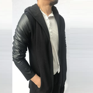 Sudadera con Mangas de Cuero de Diseño Personalizado de Alta Calidad para Hombre, Transpirable, Ajustada y Resistente - Product Image 4