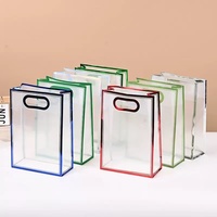 Sac en PP transparent givré MU Golden Flash avec poignée, pour emballage cosmétique, vêtements, cadeaux, shopping, mariage