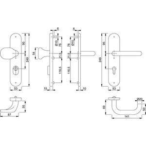 ชุดอุปกรณ์ป้องกันไฟไหม้ Paris FS-E138F/3331/3310 สแตนเลส F69 D/D สำหรับประตูหนา 42-47 มม. พร้อมม่านบังตาแบบโค้ง PZ - Product Image 3