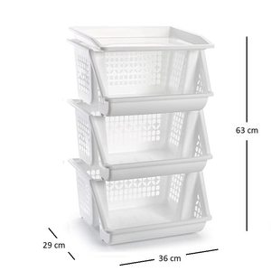 36x29x63 cm 3 niveles Blanco/gris oscuro/beige verde contenedores y cajas de almacenamiento de plástico sin BPA estante de frutas y verduras de cocina - Product Image 2