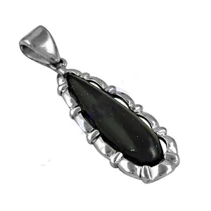 Collier pendentif en or rose 14 carats et or 18 carats pour femmes, plaqué rhodium, pierre de sable bleue, formes géométriques de fleurs avec diamant et perle - Product Image 2