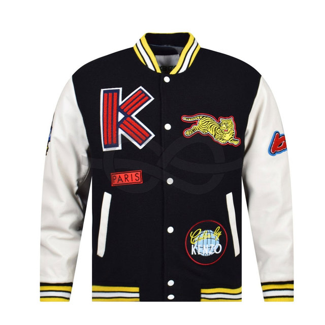 Men's New Style Custom Logo Embroidery Melton Wool Varsity Jacket Hooded Long Fashion Letterman Wholesale