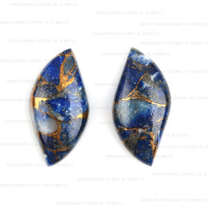 ขายสูง10x20มม. รูปทรงแฟนซีพลอยธรรมชาติทองแดงควอตซ์สีน้ำเงินแบนราบปรับเทียบอัญมณีหลวมทำเครื่องประดับ - Product Image 5