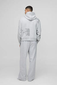 Sweat à capuche gris avec patch étoile pour homme, coupe ample et oversize, imprimé à l'écran, brodé, respirant, en coton lourd, sweat à capuche - Product Image 2