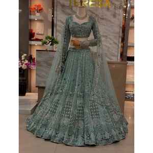 Lehenga Choli en Tissu Doux Gaufré de Qualité Supérieure, 4 Mètres, Coupe Évasée, Séchage Rapide, Style Moderne, Toutes Saisons, Coupe Classique, Idéal pour Fêtes et Mariages - Product Image 1