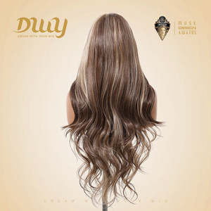Perruque Body Waves 136 pour femmes, ondulations lâches, mèches blondes marron foncé, longue, avec filtre Biscuit-DWY, dentelle de haute qualité - Product Image 3