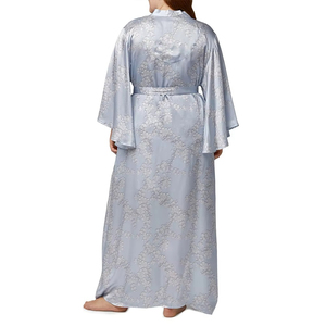 Ropa de dormir de Control de alta calidad, conjunto de vestido de mujer, ropa de dormir larga de satén de seda suave para mujer, ropa activa cómoda de Color sólido - Product Image 2