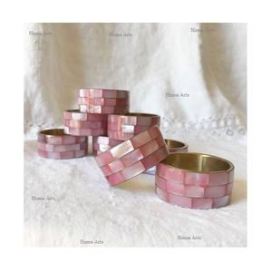 Set of 6 MOP And Wood Napkin Rings Round Shape Customized Size <b>Tissue</b> <b>Paper</b> Rings For Wholesale Supplier - Product Image 4