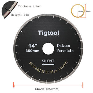 14"/350mm Dekton/Porcelain/Sintered Stone Silent Blade <strong>Superlife</strong> Max 1000m Chip-Free Cutting 45&deg; Miter Cutting Tigtool - Product Image 2