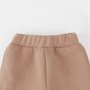 Venta al por mayor de logotipo personalizado de manga larga de otoño e invierno de color sólido con cremallera cuello cálido chico chándal conjunto - Product Image 5