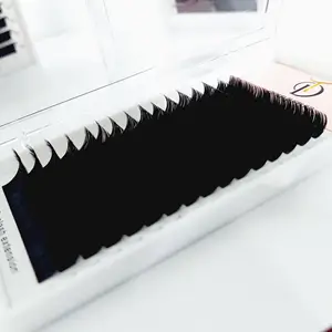 Extensiones de pestañas de pelo sintético hechas a mano con logotipo personalizado, caja de embalaje, extensiones de pestañas