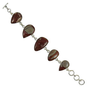 Pulsera de piedras preciosas de jaspe natural hecha de cadena de esposa de plata sólida 925 Nueva joyería Bohemia hecha a mano con clase para niñas y mujeres - Product Image 1