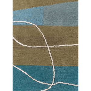 Tapis rectangulaire en laine et soie de bambou noué à la main Azalea Blue 9x12, motif abstrait pour salon et couloir AIWB-13019 - Product Image 3
