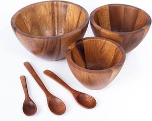 Acacia Wood <b>Bowl</b> <b>Set</b> Tiny Nesting Round <b>Bowls</b> <b>Mix</b> Size Stackable Wooden <b>Bowl</b> <b>Set</b> with Spoons for Serving Salad - Product Image 4
