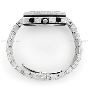 Montre chronographe exclusive en diamant en forme d'octogone surdimensionné avec cadran blanc et multi-sous-cadrans Montre de luxe en diamant - Product Image 3