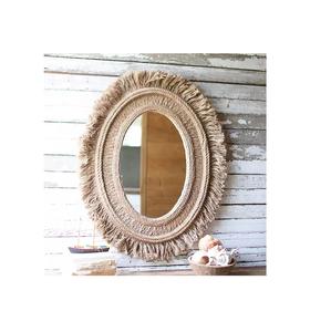 Miroir mural décoratif en macramé Décor créatif et fantaisie Finition naturelle Décoration de Noël Miroir mural - Product Image 3